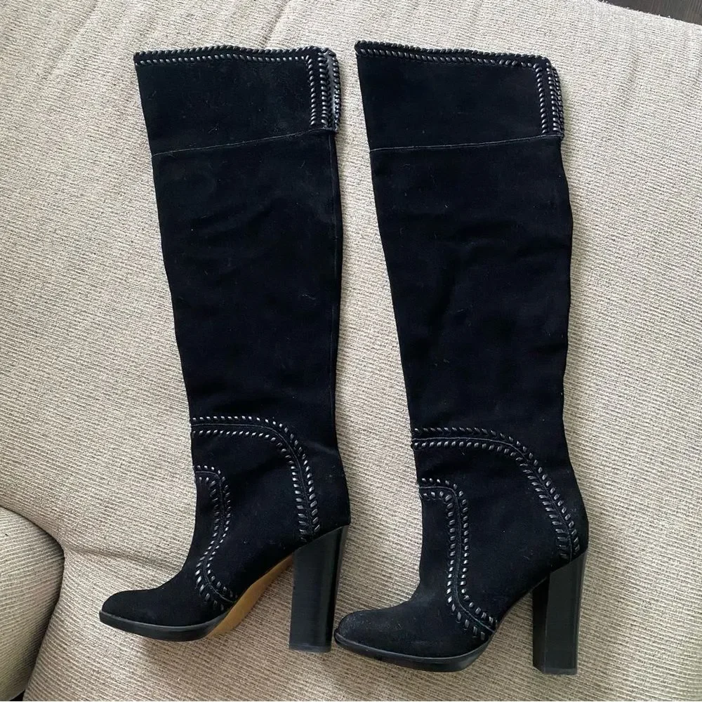 Report Liola Black Suede Over the Knee Boots
